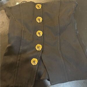 Zara Black Top with Gold Accents strapless size S new w tags